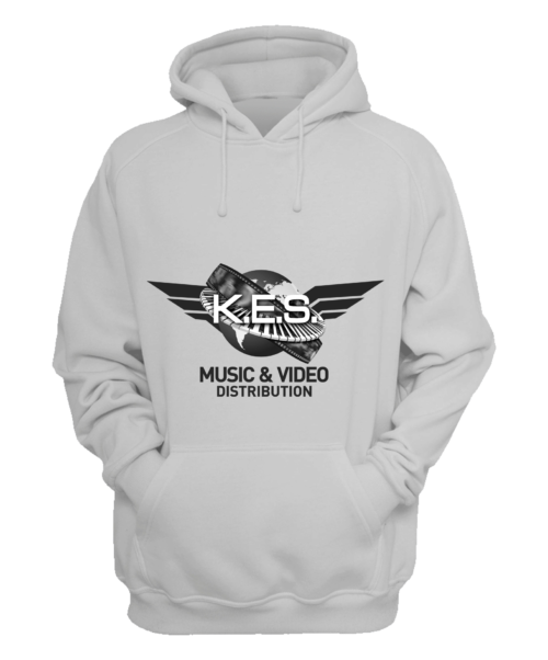 KES Network B&W Logo on White Hoodie